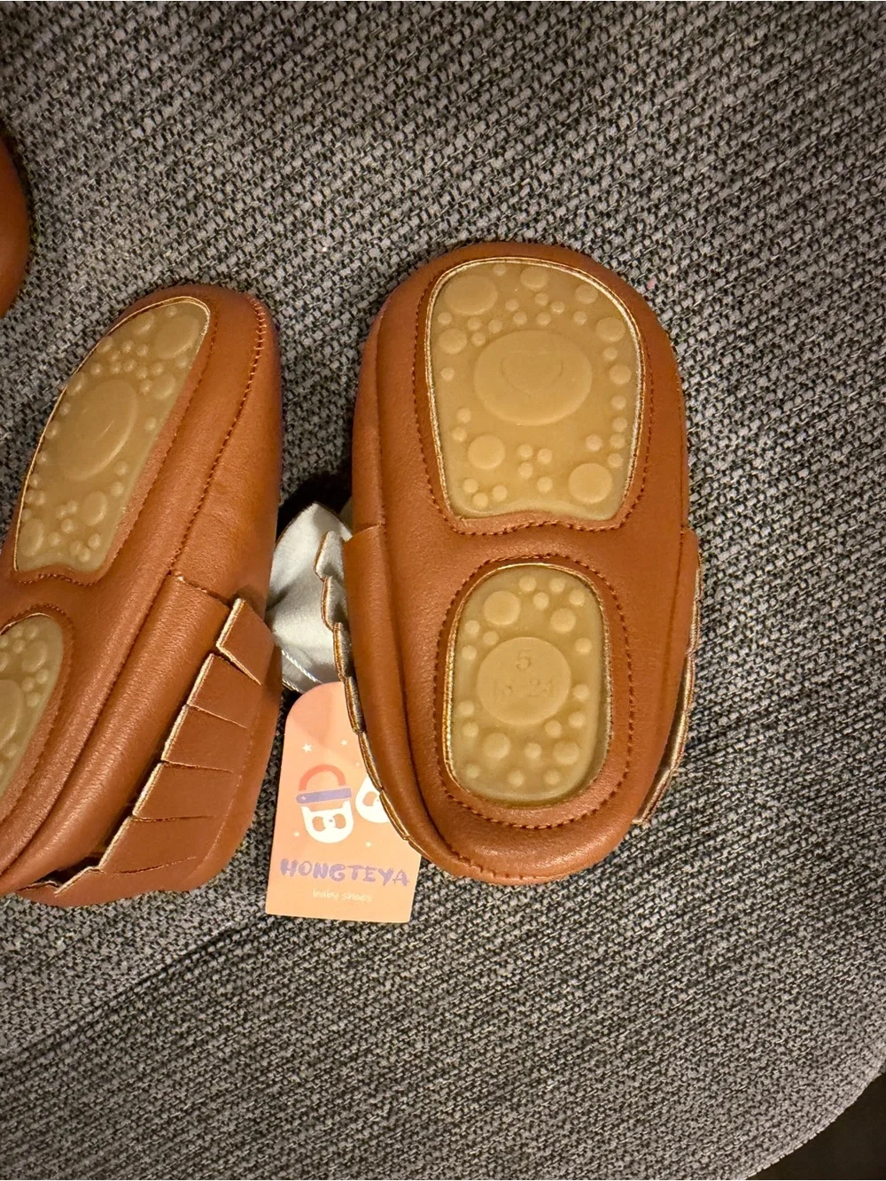 TWIN Set - Toddler Bow Moccasins in Cognac Brown